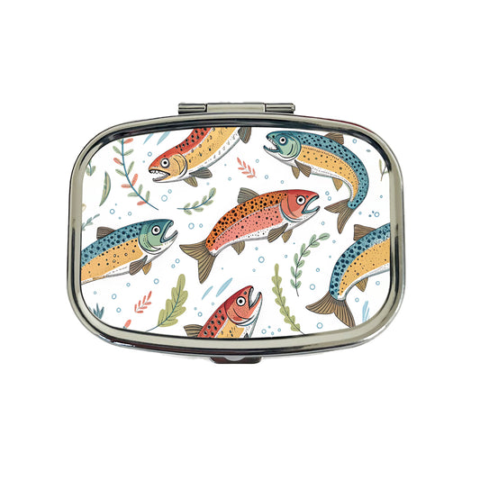 Trout Fish Swimming Fishing Travel Pill Box Case
