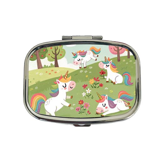 Unicorns Playing Cute Travel Pill Box Case