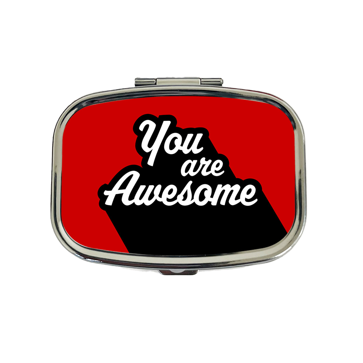 You Are Awesome Funny Inspirational Red Travel Pill Box Case