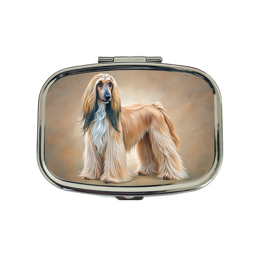 Afghan Hound Dog Illustration Travel Pill Box Case