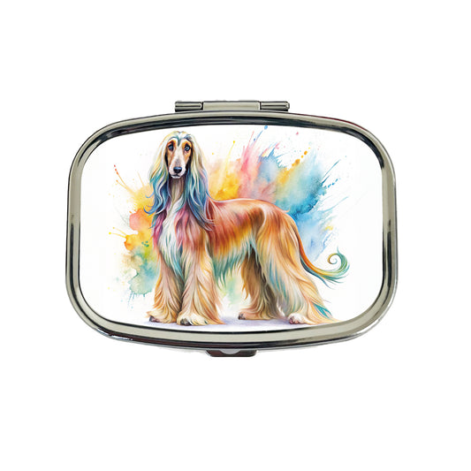 Afghan Hound Dog Watercolor Style Travel Pill Box Case