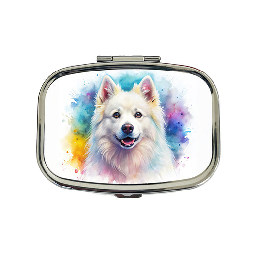 American Eskimo Dog Watercolor Style Travel Pill Box Case