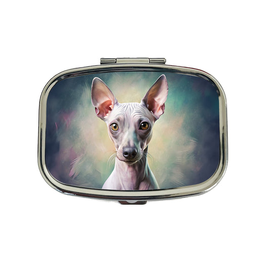 American Hairless Terrier Dog Illustration Travel Pill Box Case