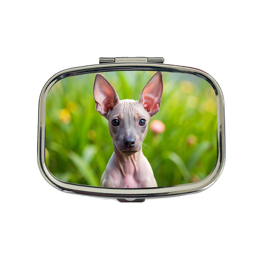 American Hairless Terrier Dog Puppy Photo Travel Pill Box Case
