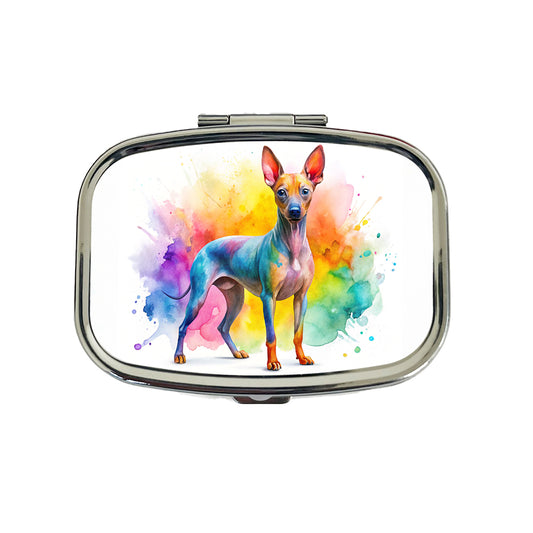 American Hairless Terrier Dog Watercolor Style Travel Pill Box Case