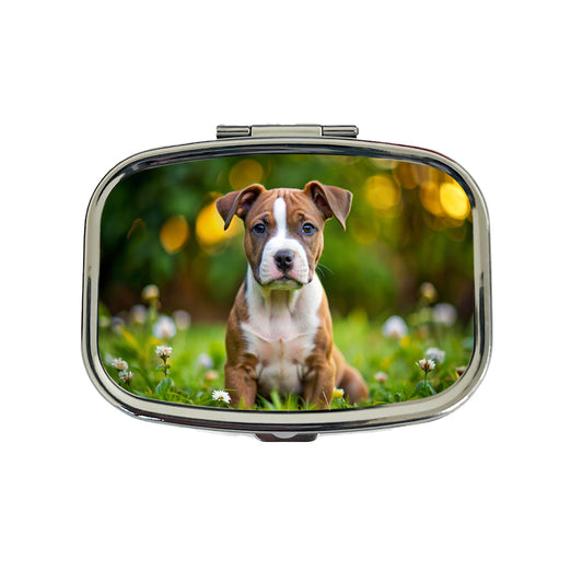 American Staffordshire Terrier Dog Puppy Photo Travel Pill Box Case