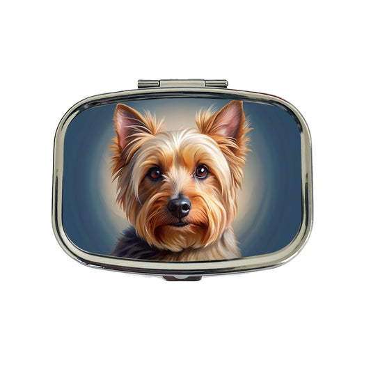 Australian Terrier Dog Illustration Travel Pill Box Case