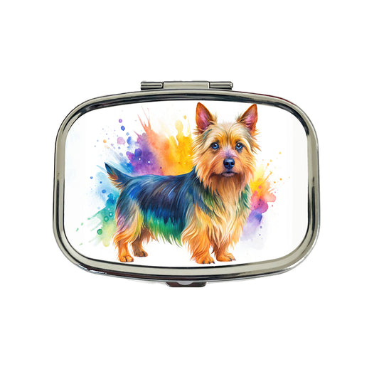 Australian Terrier Dog Watercolor Style Travel Pill Box Case