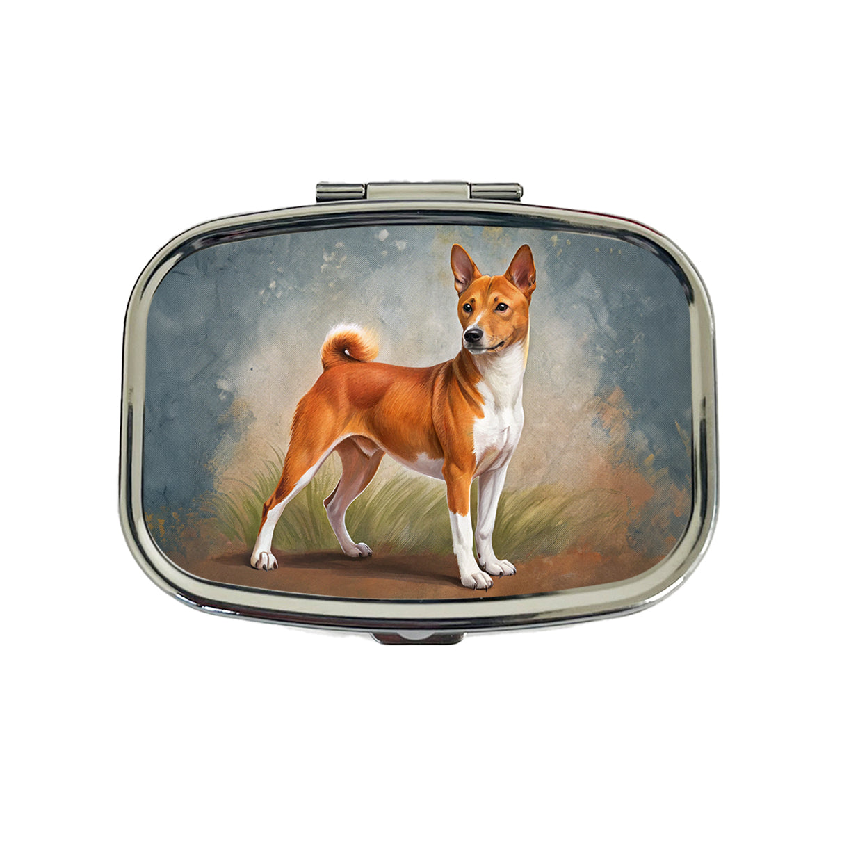 Basenji Dog Illustration Travel Pill Box Case