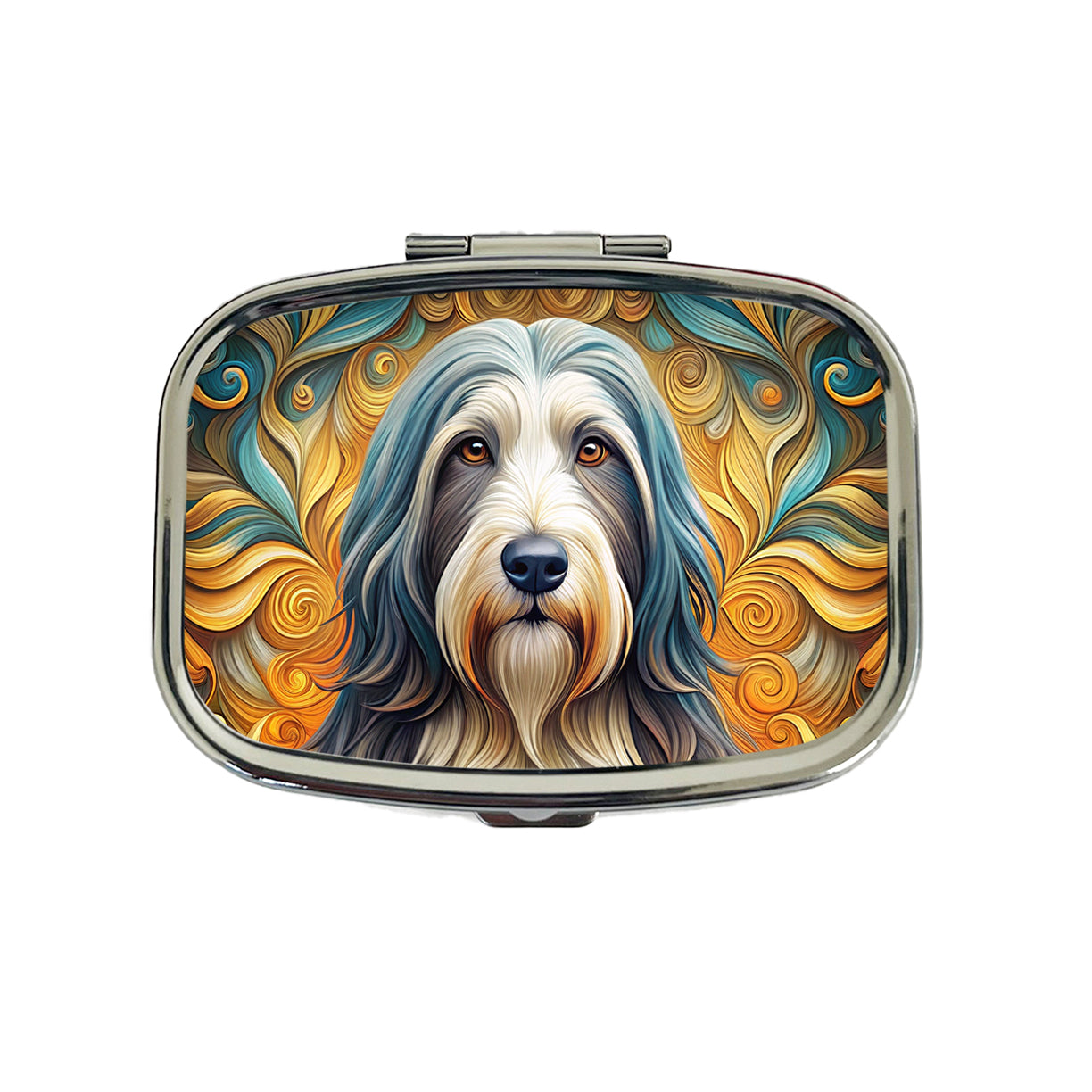 Bearded Collie Dog Art Nouveau Travel Pill Box Case