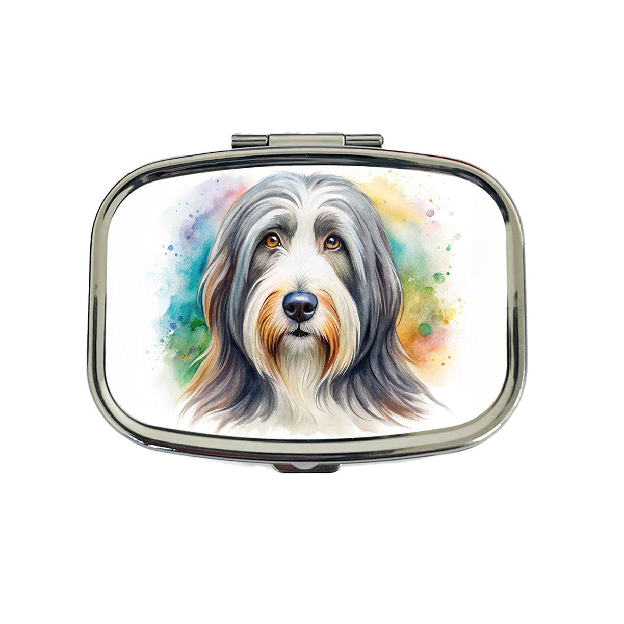 Bearded Collie Dog Watercolor Style Travel Pill Box Case