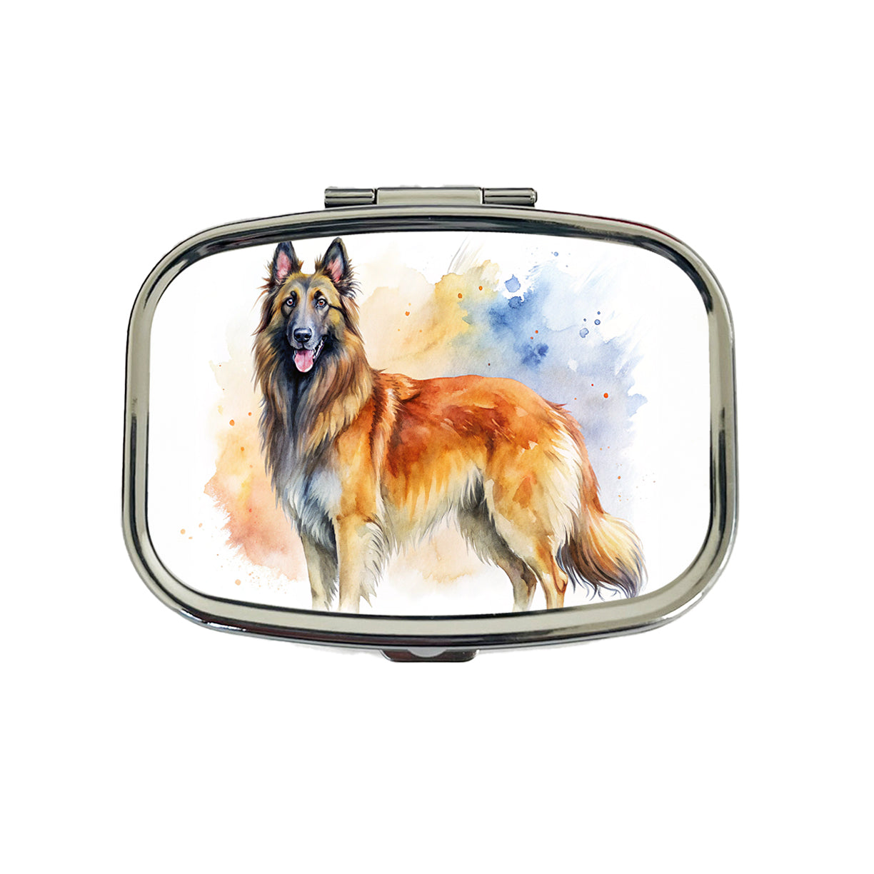 Belgian Tervuren Dog Watercolor Style Travel Pill Box Case