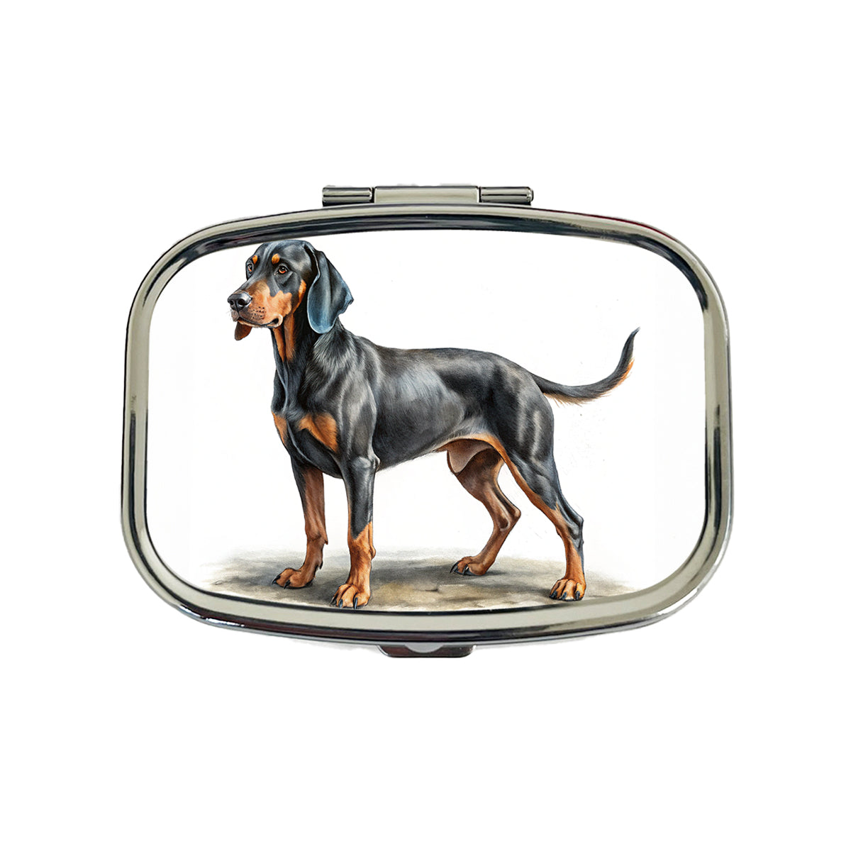 Black And Tan Coonhound Dog Illustration Travel Pill Box Case