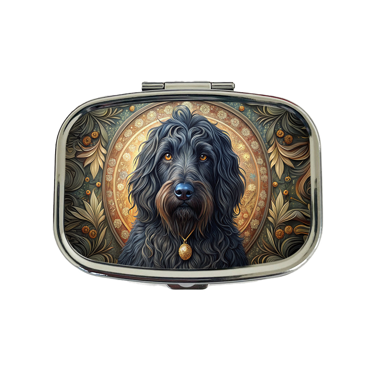 Black Russian Terrier Dog Art Nouveau Travel Pill Box Case