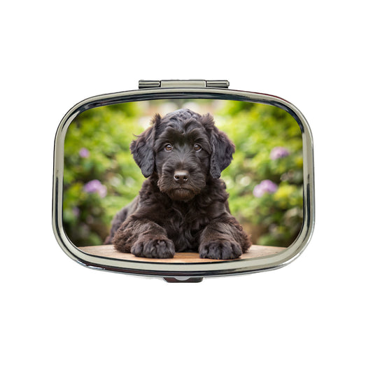 Black Russian Terrier Dog Puppy Photo Travel Pill Box Case