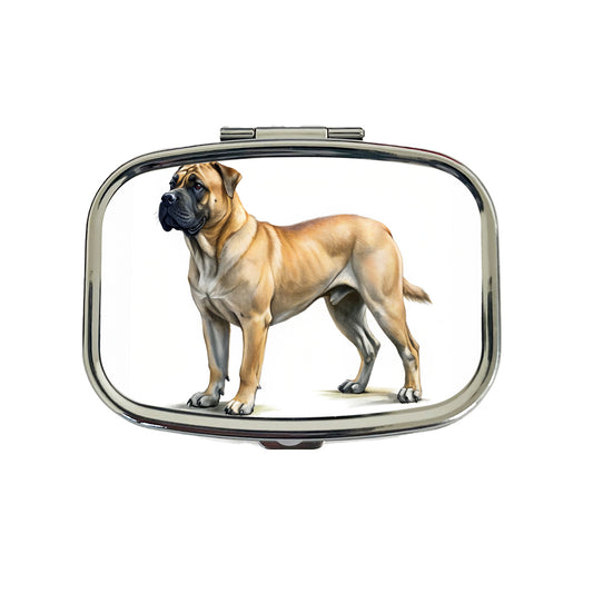 Boerboel Dog Illustration Travel Pill Box Case