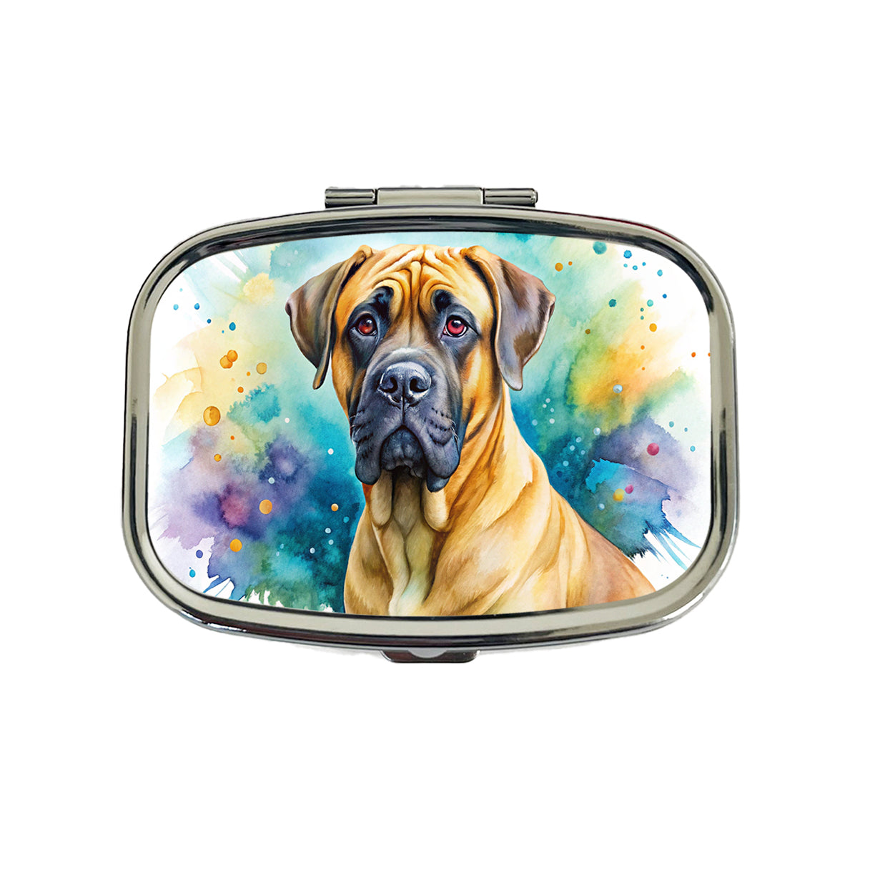 Boerboel Dog Watercolor Style Travel Pill Box Case