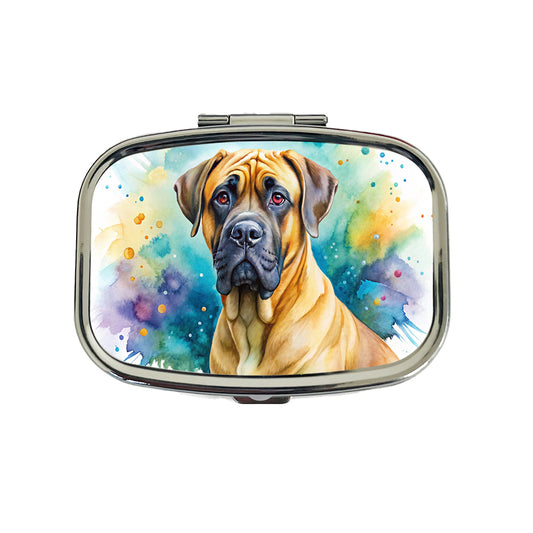 Boerboel Dog Watercolor Style Travel Pill Box Case