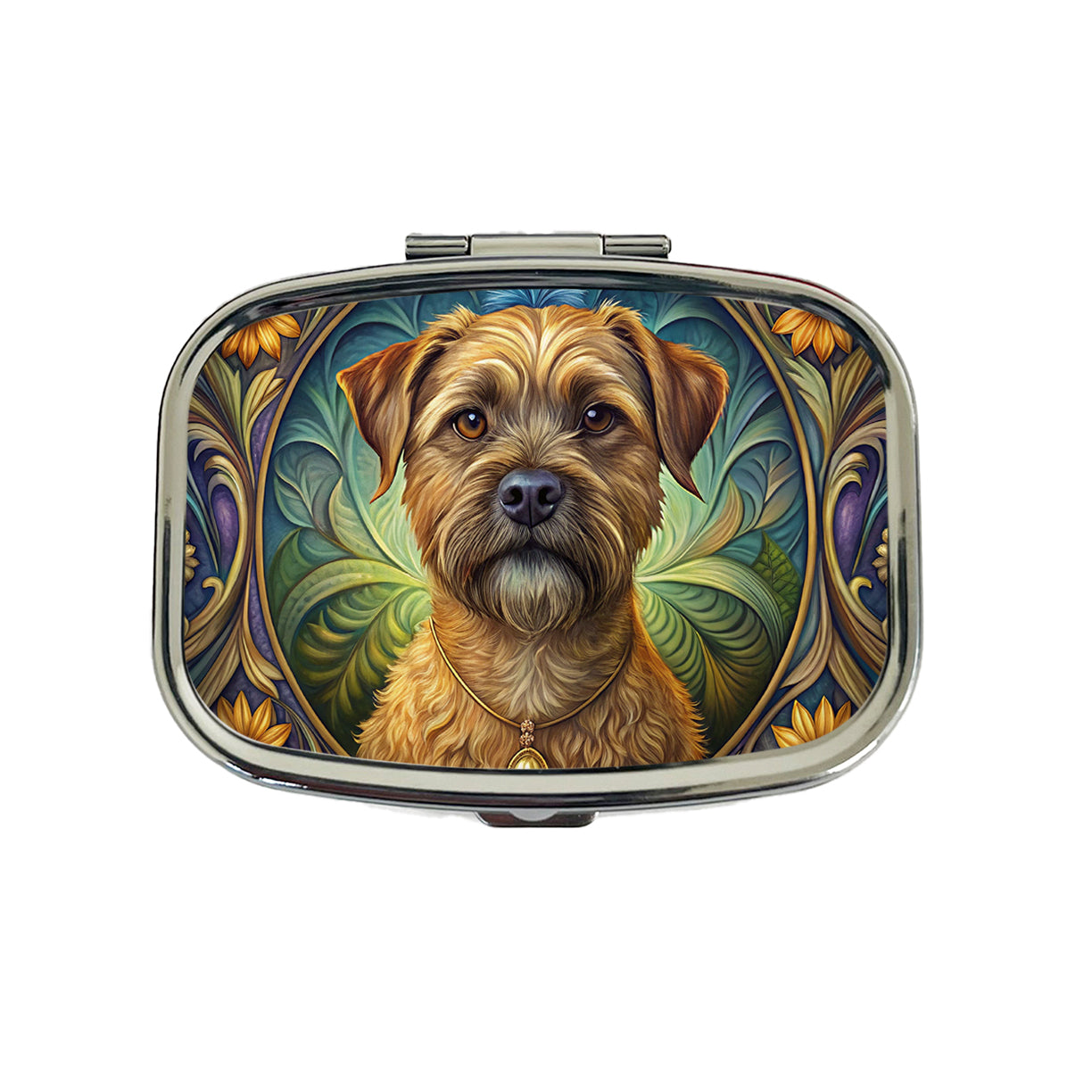 Border Terrier Dog Art Nouveau Travel Pill Box Case