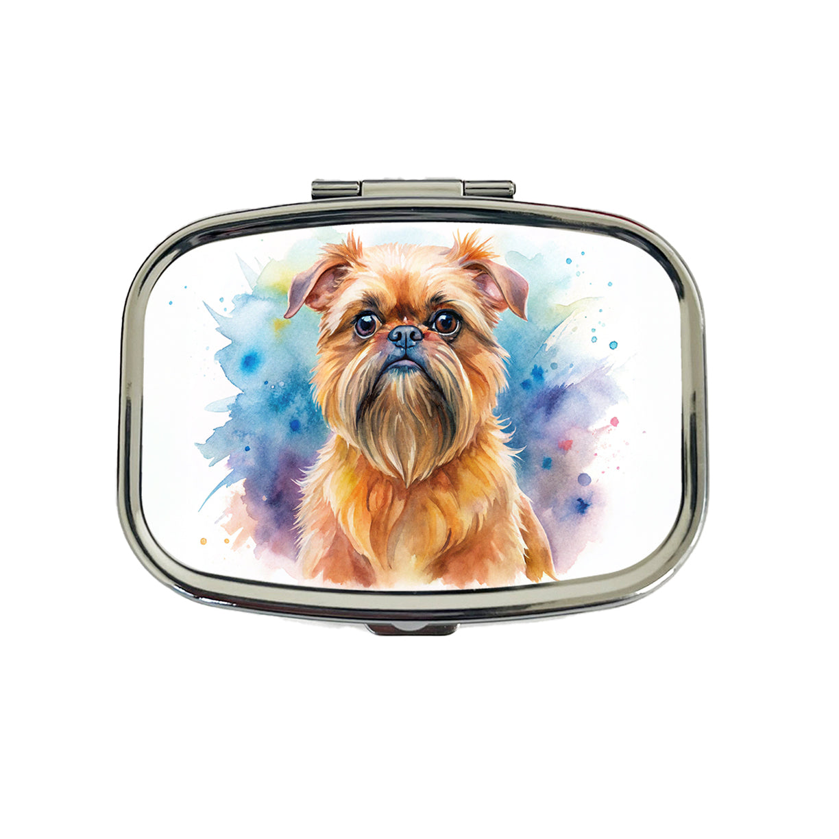 Brussels Griffon Dog Watercolor Style Travel Pill Box Case