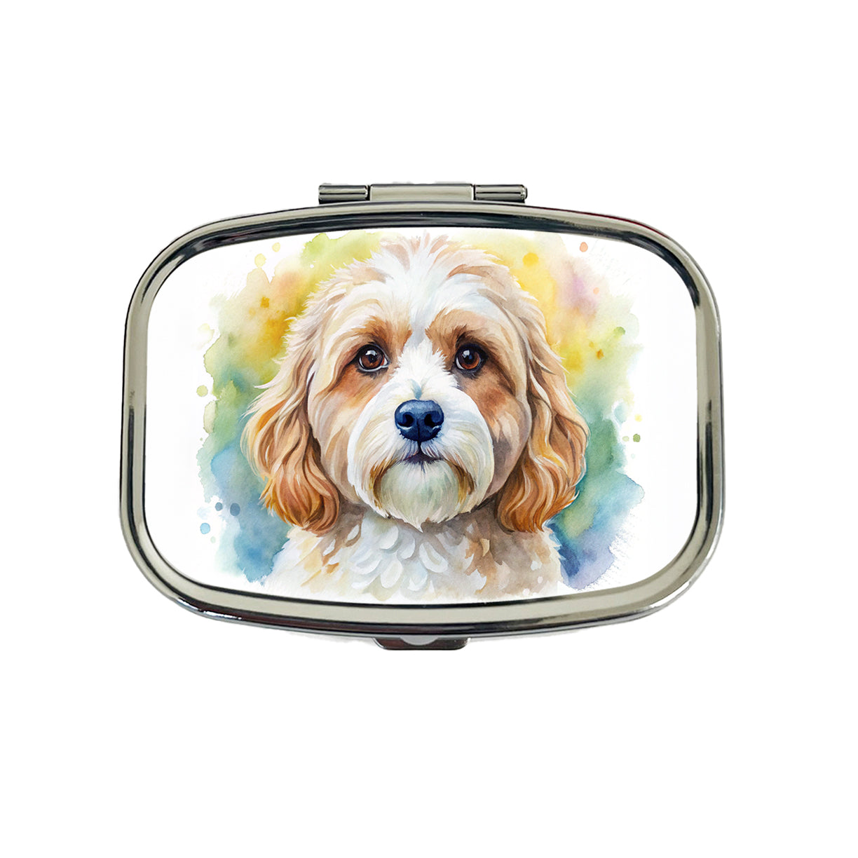 Cavachon Dog Watercolor Style Travel Pill Box Case
