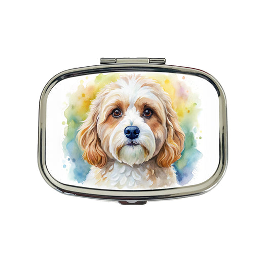 Cavachon Dog Watercolor Style Travel Pill Box Case