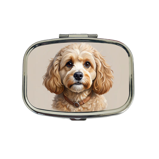 Cavapoo Dog Illustration Travel Pill Box Case