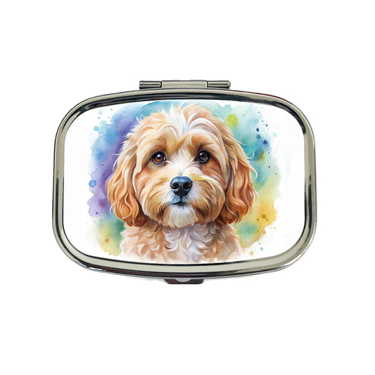 Cavapoo Dog Watercolor Style Travel Pill Box Case
