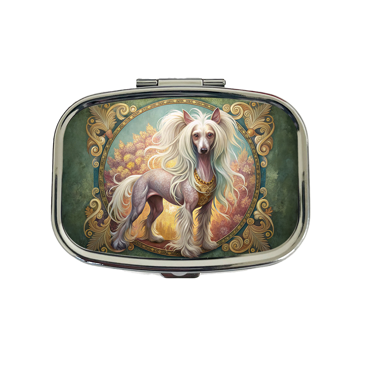 Chinese Crested Dog Art Nouveau Travel Pill Box Case