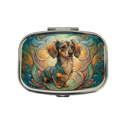 Chiweenie Dog Art Nouveau Travel Pill Box Case