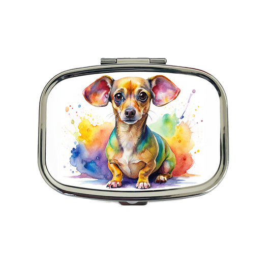 Chiweenie Dog Watercolor Style Travel Pill Box Case