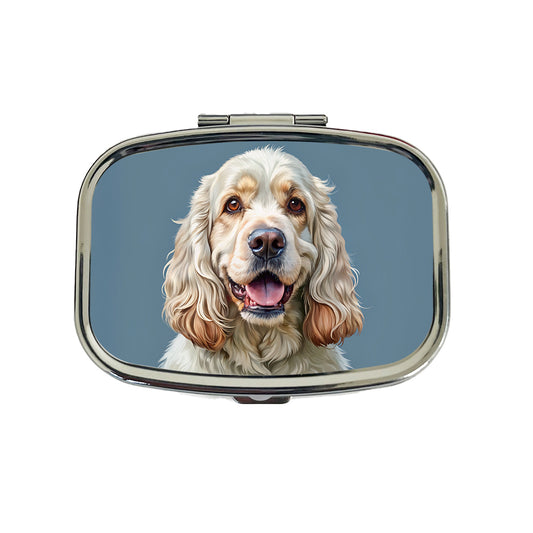 Clumber Spaniel Dog Illustration Travel Pill Box Case