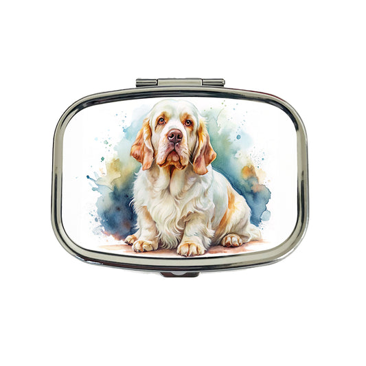 Clumber Spaniel Dog Watercolor Style Travel Pill Box Case