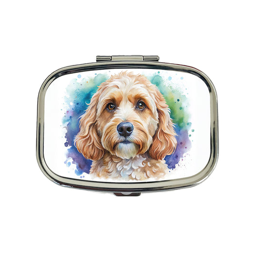 Cockapoo Dog Watercolor Style Travel Pill Box Case