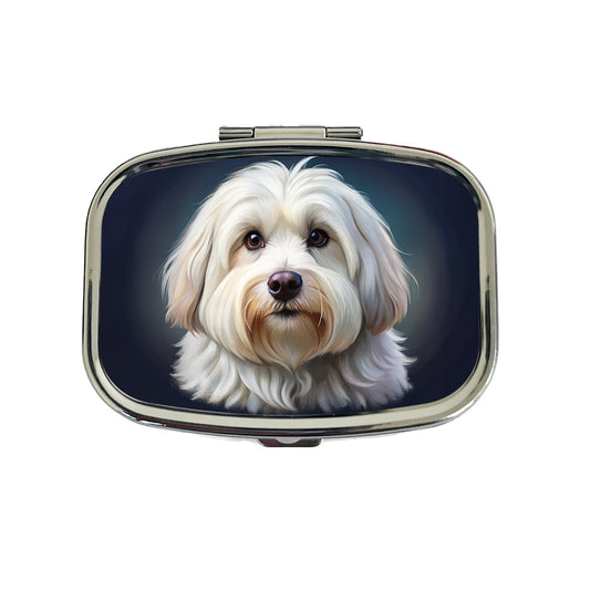 Coton De Tulear Dog Illustration Travel Pill Box Case