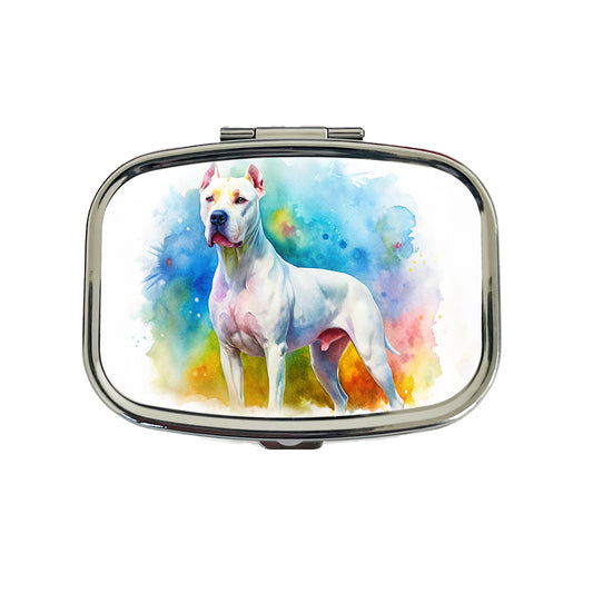 Dogo Argentino Dog Watercolor Style Travel Pill Box Case