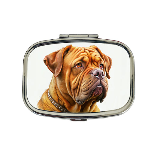 Dogues De Bordeaux Dog Illustration Travel Pill Box Case