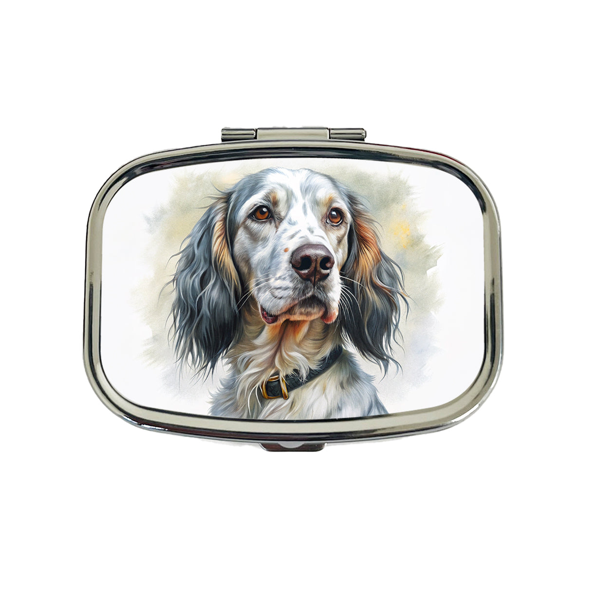 English Setter Dog Illustration Travel Pill Box Case