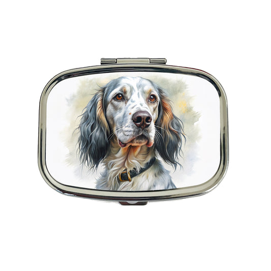 English Setter Dog Illustration Travel Pill Box Case