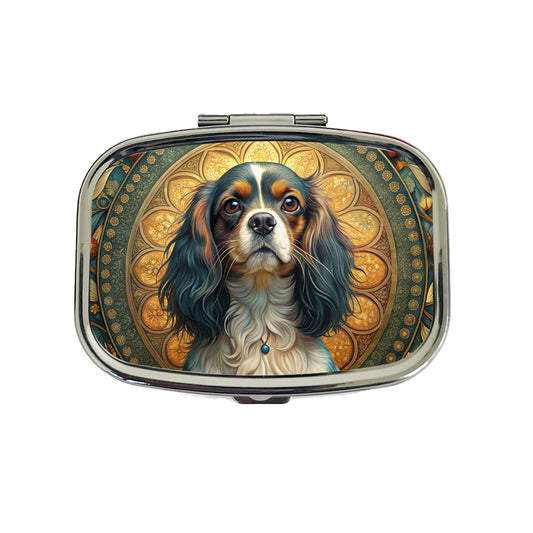 English Toy Spaniel Dog Art Nouveau Travel Pill Box Case