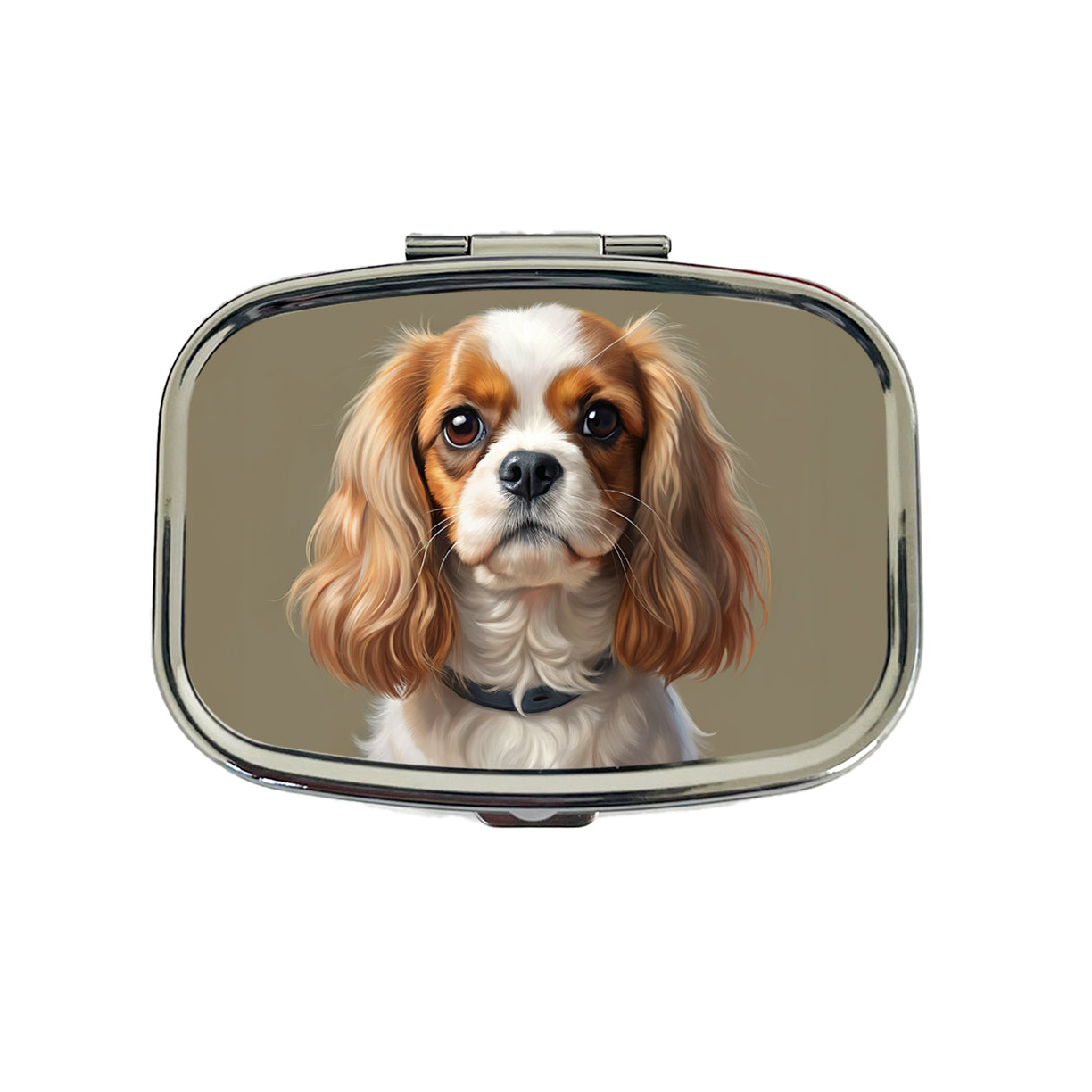 English Toy Spaniel Dog Illustration Travel Pill Box Case