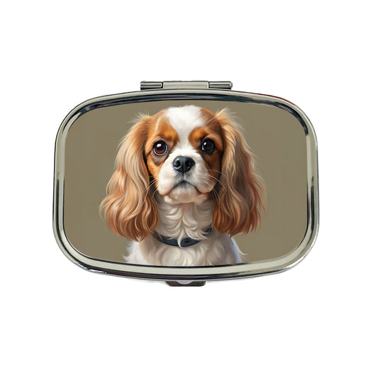 English Toy Spaniel Dog Illustration Travel Pill Box Case
