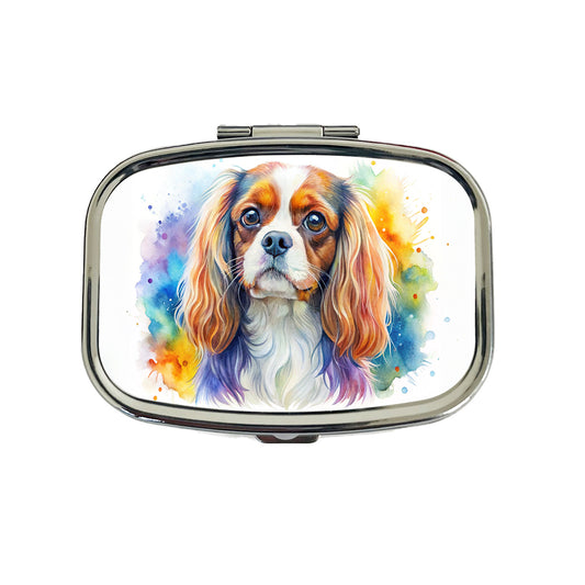 English Toy Spaniel Dog Watercolor Style Travel Pill Box Case