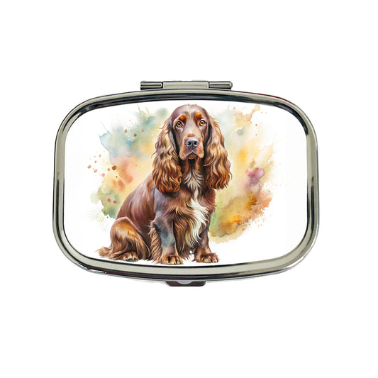 Field Spaniel Dog Watercolor Style Travel Pill Box Case