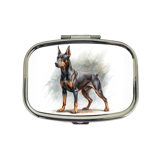German Pinscher Dog Illustration Travel Pill Box Case