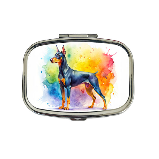 German Pinscher Dog Watercolor Style Travel Pill Box Case
