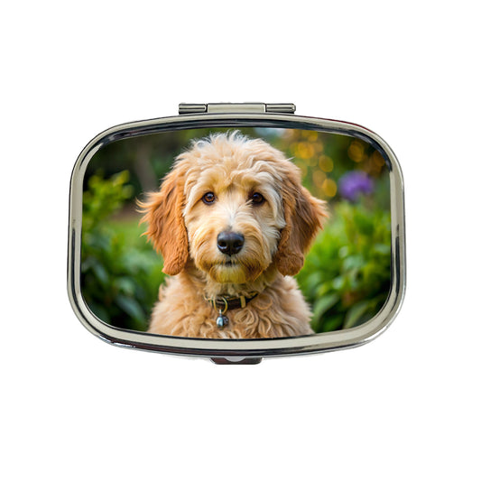 Goldendoodle Dog Photo Travel Pill Box Case