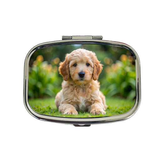 Goldendoodle Dog Puppy Photo Travel Pill Box Case