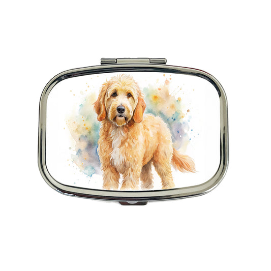 Goldendoodle Dog Watercolor Style Travel Pill Box Case