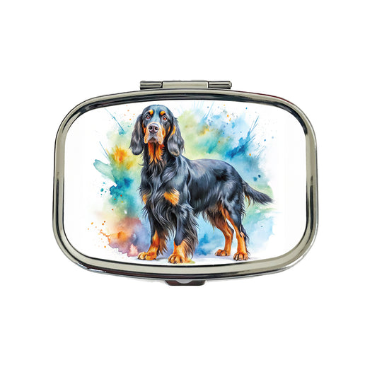 Gordon Setter Dog Watercolor Style Travel Pill Box Case
